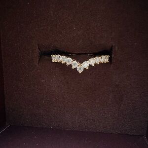 Moissanite Chevron Ring Band Sterling Ring